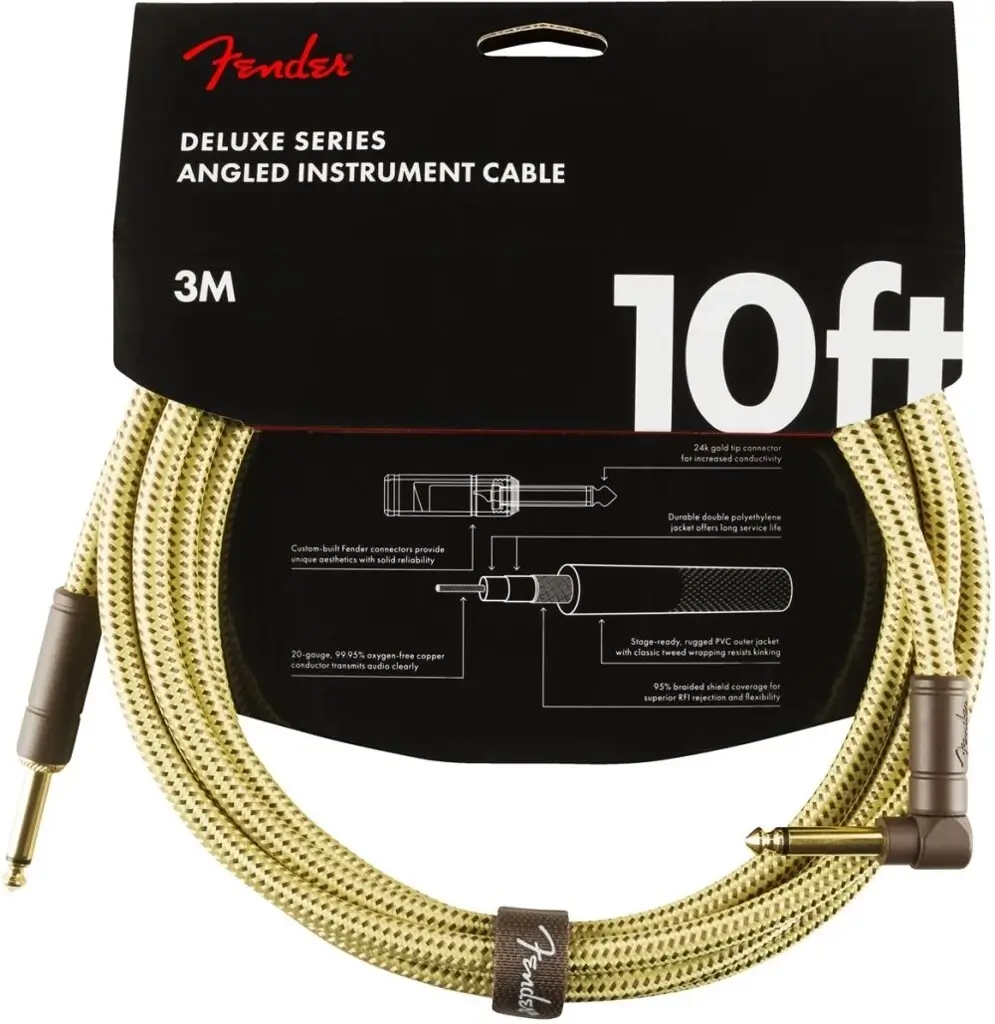 Deluxe 10’ Straight/Angle Instrument Cable Tweed